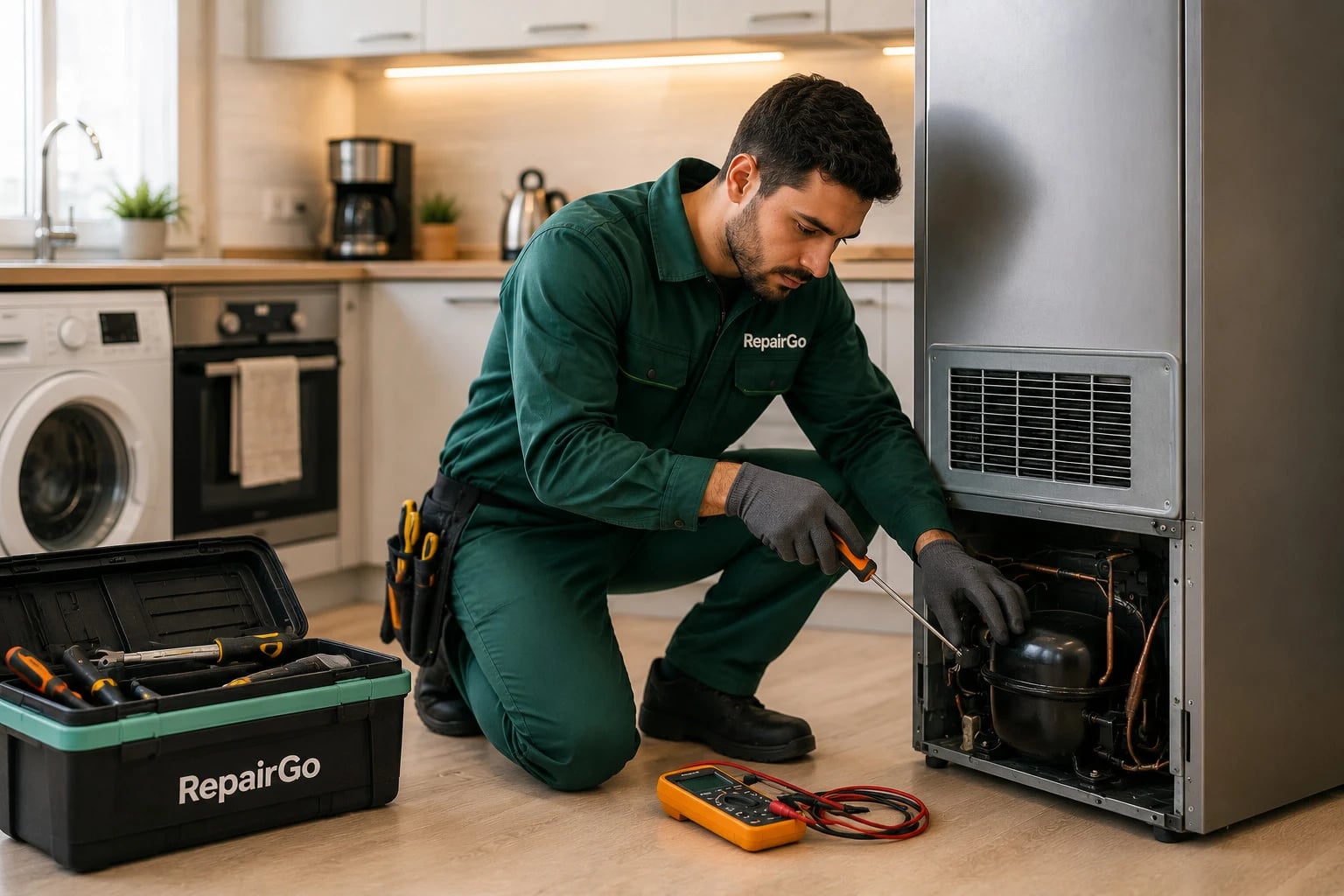 فني RepairGo اثناء صيانة جهاز منزلي
